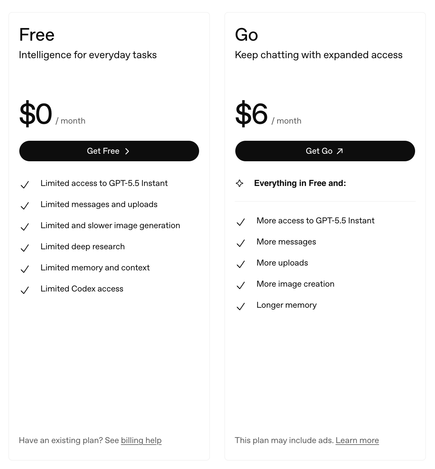 ChatGPT Go plan still shows ads